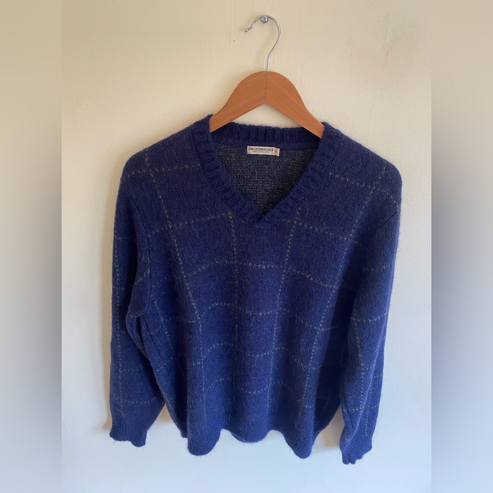 Alpaca Wool Check V Sweater